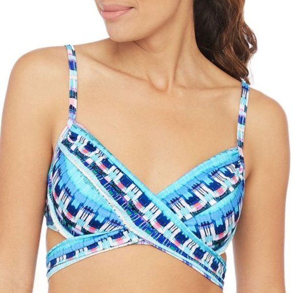 NWOT La Blanca Poolside Global Jive Wrap Bikini  2 piece set underwire Bra - Picture 1 of 4